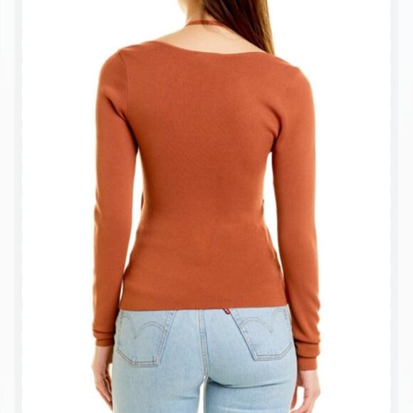 REVOLVE Bardot Maxwell Knit Top cot cutout long sleeve in Copper size L - Picture 3 of 11